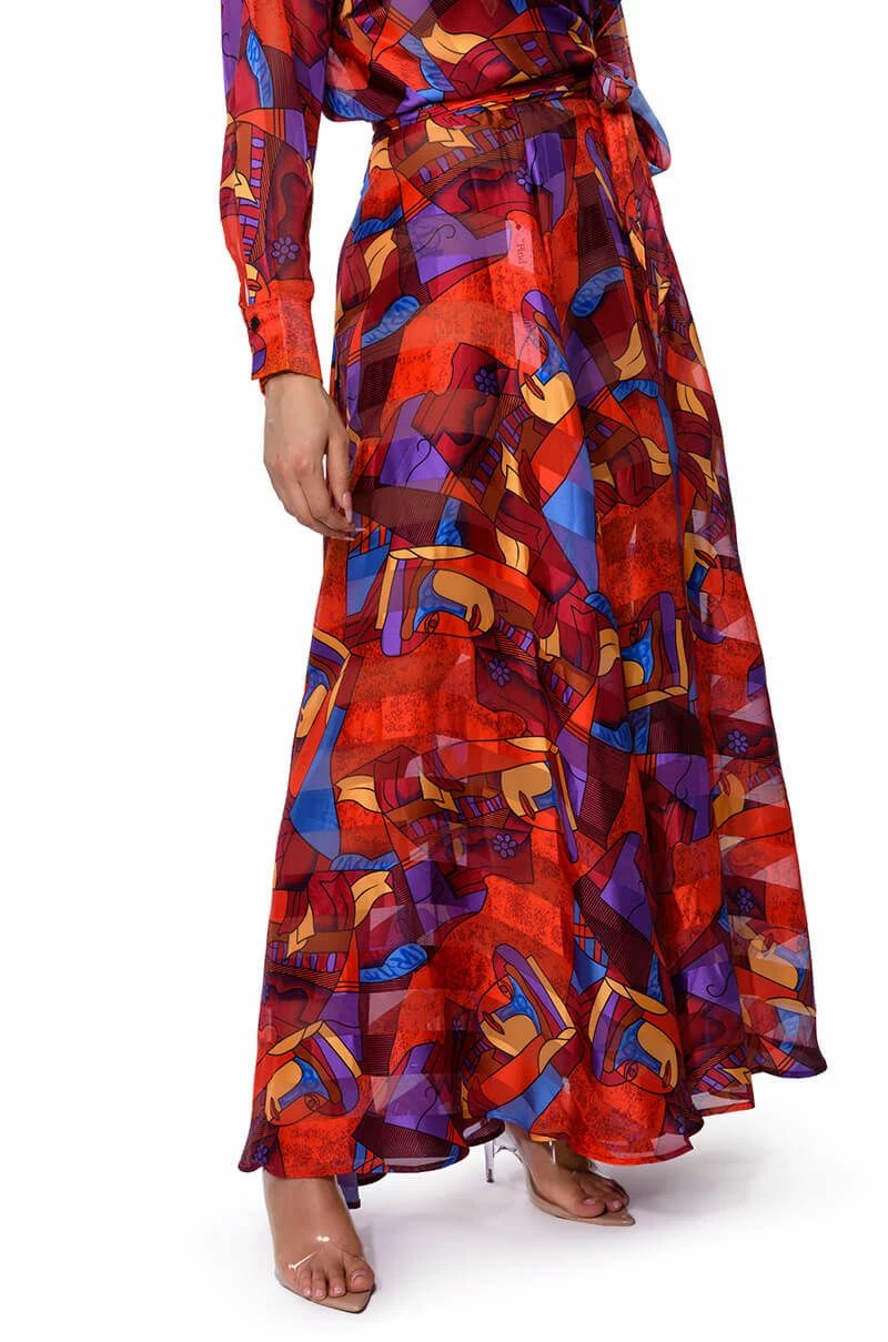 AESTHETIC SCARF PRINT MAXI SKIRT - Image 2