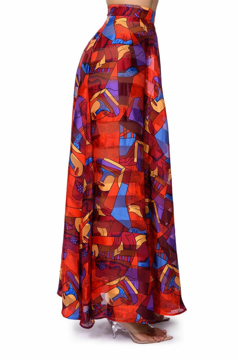 AESTHETIC SCARF PRINT MAXI SKIRT - Image 7