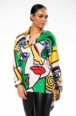 ALL EYES ON YOU BUTTON DOWN BLOUSE