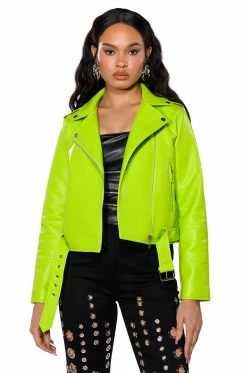 ALTER EGO ESSENTIAL MOTO JACKET IN LIGHT GREEN