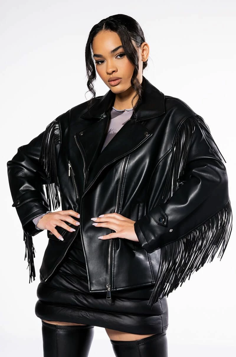 AZALEA WANG THE BOYFRIEND COWGIRL PU MOTO JACKET - Image 2
