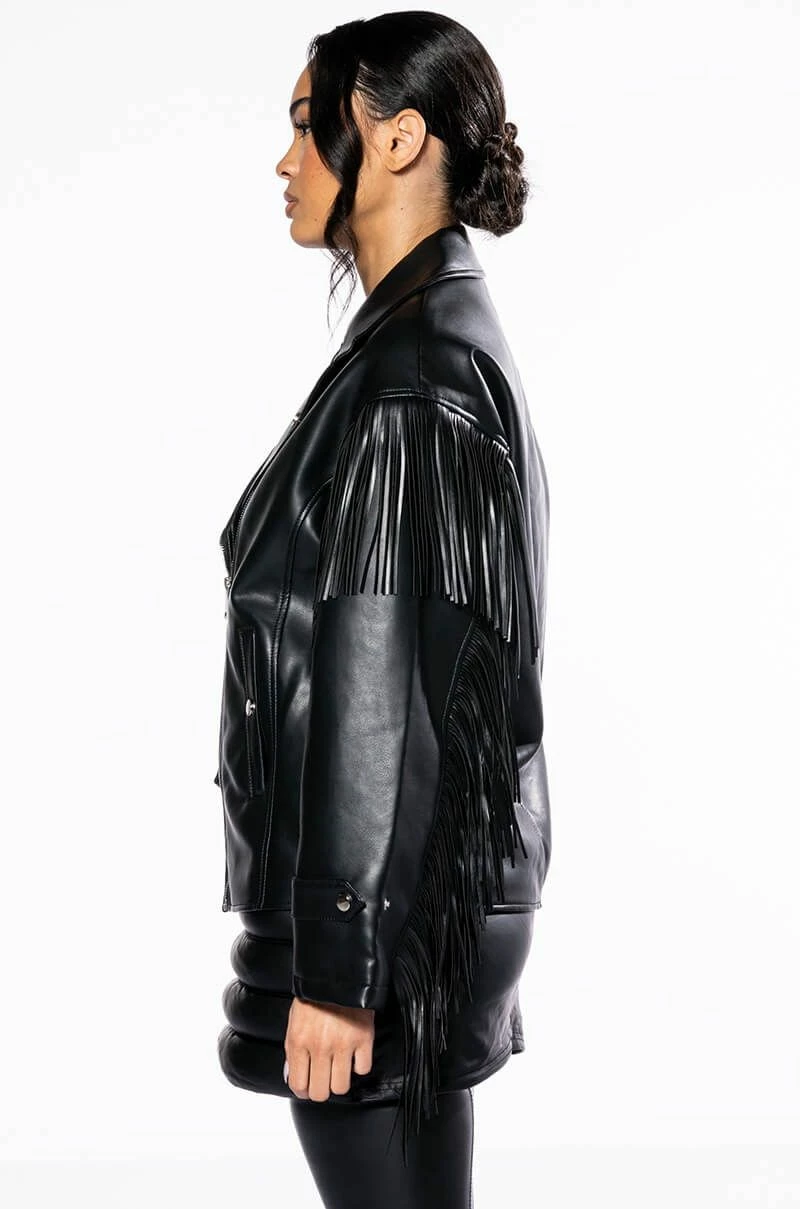 AZALEA WANG THE BOYFRIEND COWGIRL PU MOTO JACKET - Image 5