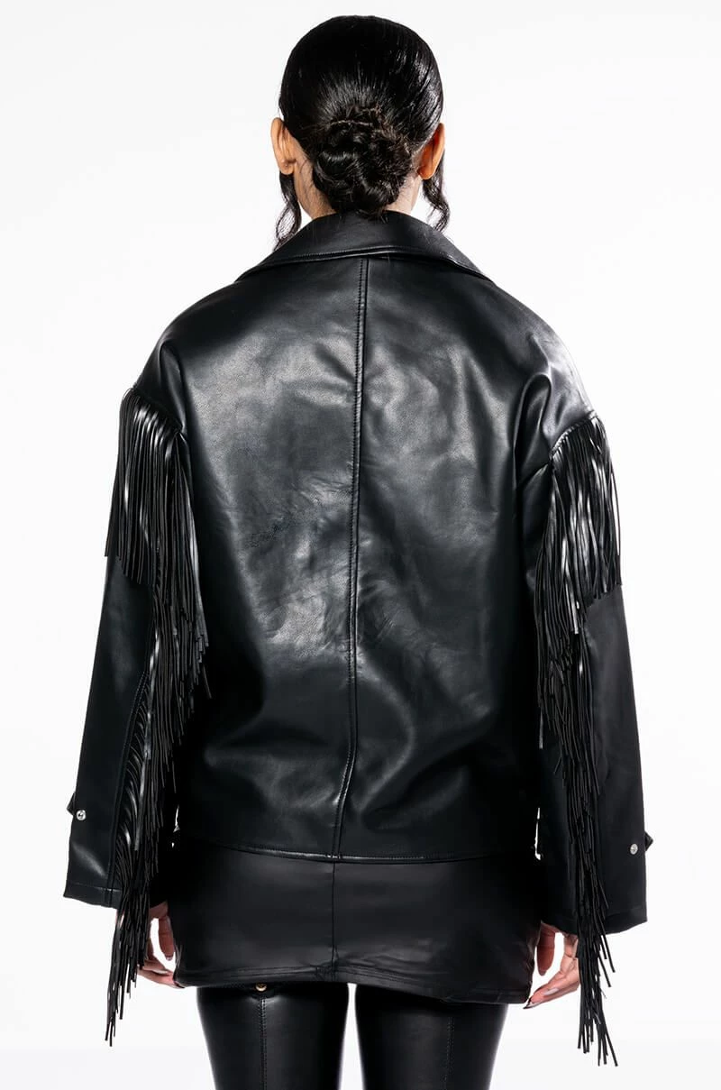 AZALEA WANG THE BOYFRIEND COWGIRL PU MOTO JACKET - Image 6