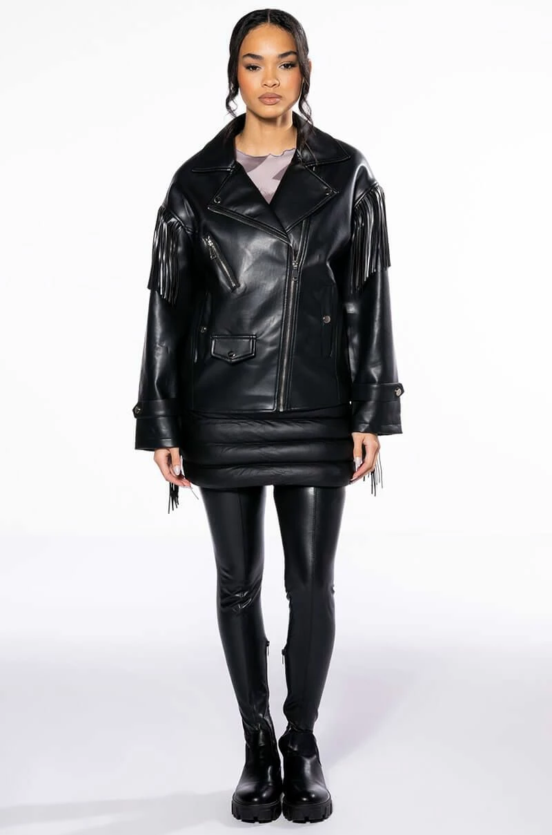 AZALEA WANG THE BOYFRIEND COWGIRL PU MOTO JACKET - Image 8