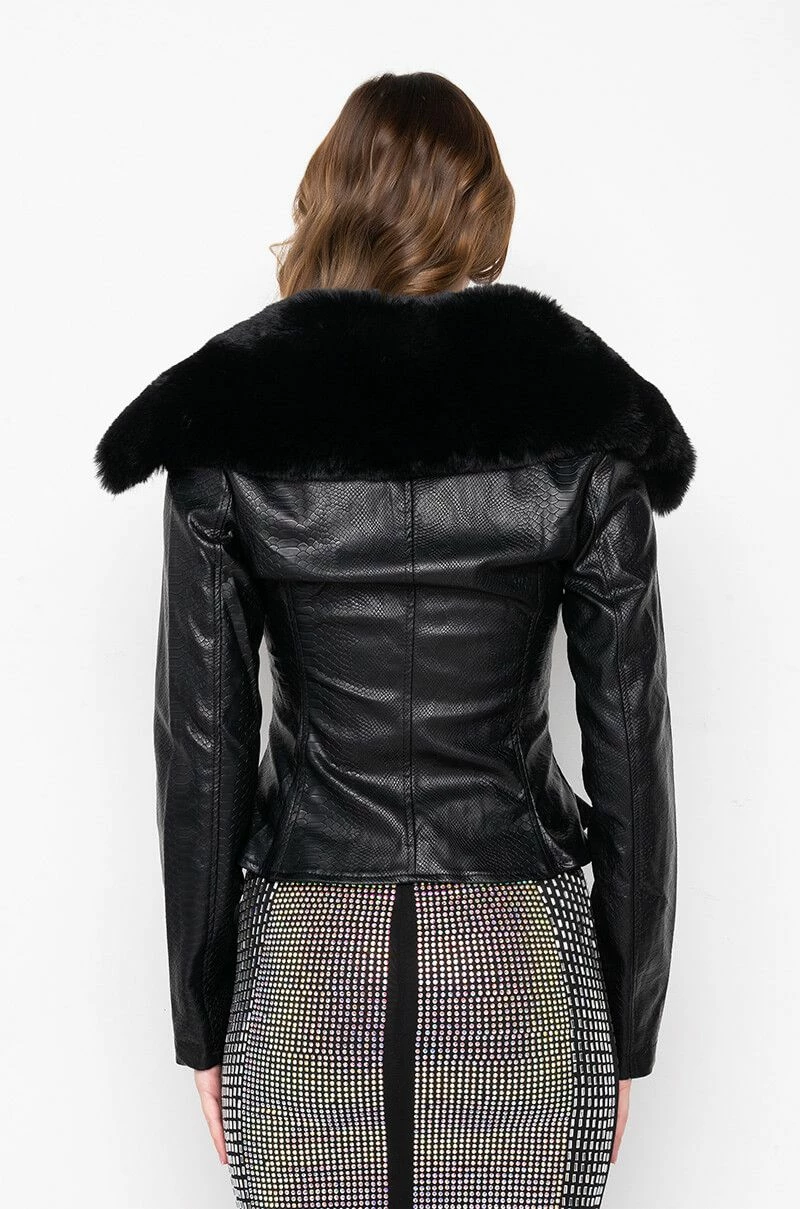 AZALEA WANG TIME FOR LOVE CROC MOTO WITH FAUX FUR - Image 4