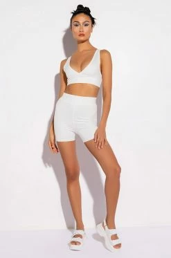BASIC LUXE WHITE BIKER SHORT -AKIRA store basic luxe white biker short white 5 5