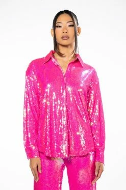 BRIGHT BRIGHT PINK SEQUIN SHIRT