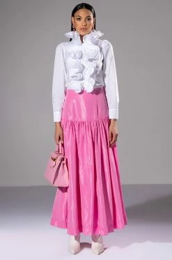 CALISTA STATEMENT RUFFLE COLLAR BUTTON DOWN BLOUSE -AKIRA store calista statement ruffle collar button down blouse white 3 3