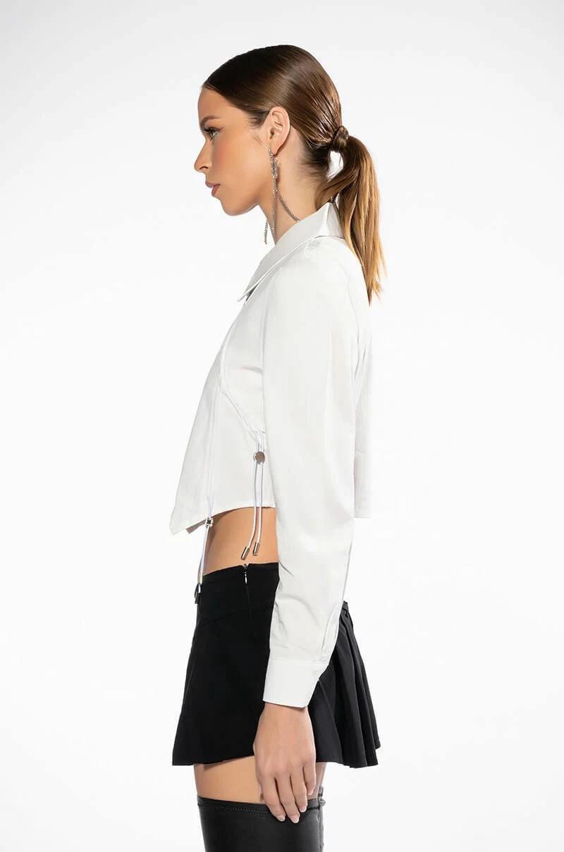 CARRIED AWAY RUCHED CROP ZIPPER BLOUSE - Image 6
