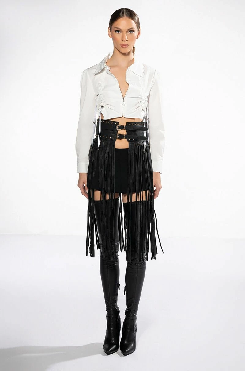 CARRIED AWAY RUCHED CROP ZIPPER BLOUSE - Image 9