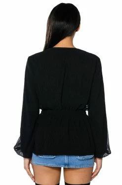 DAHLIA DEEP V PEPLUM BLOUSE -AKIRA store dahlia deep v peplum blouse black 4 4
