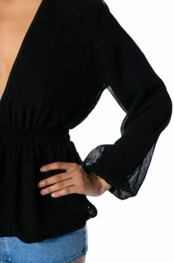 DAHLIA DEEP V PEPLUM BLOUSE -AKIRA store dahlia deep v peplum blouse black 5 5