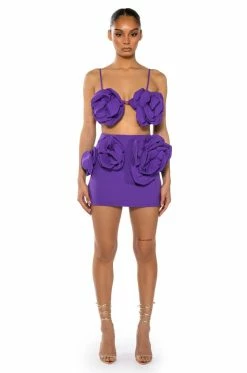 WHAT ITS LIKE FLORAL APPLIQUE MINI SKIRT -AKIRA store danza kuduro mini skirt purple 5 5