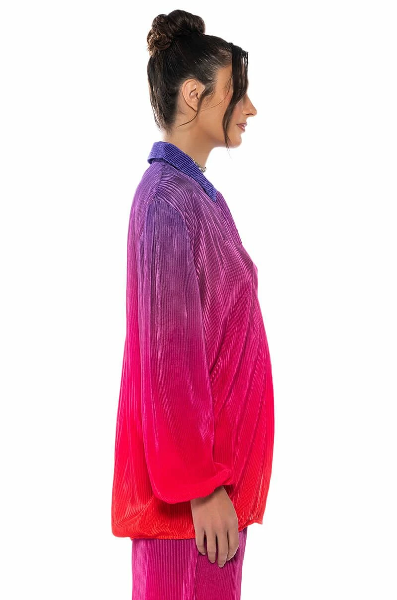 DAY TO NIGHT PLEATED SATIN BUTTON DOWN IN RED MULTI 6 DAY TO NIGHT PLEATED SATIN BUTTON DOWN IN RED MULTI - Image 6