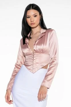 DELETE MY NUMBER SATIN BLOUSE