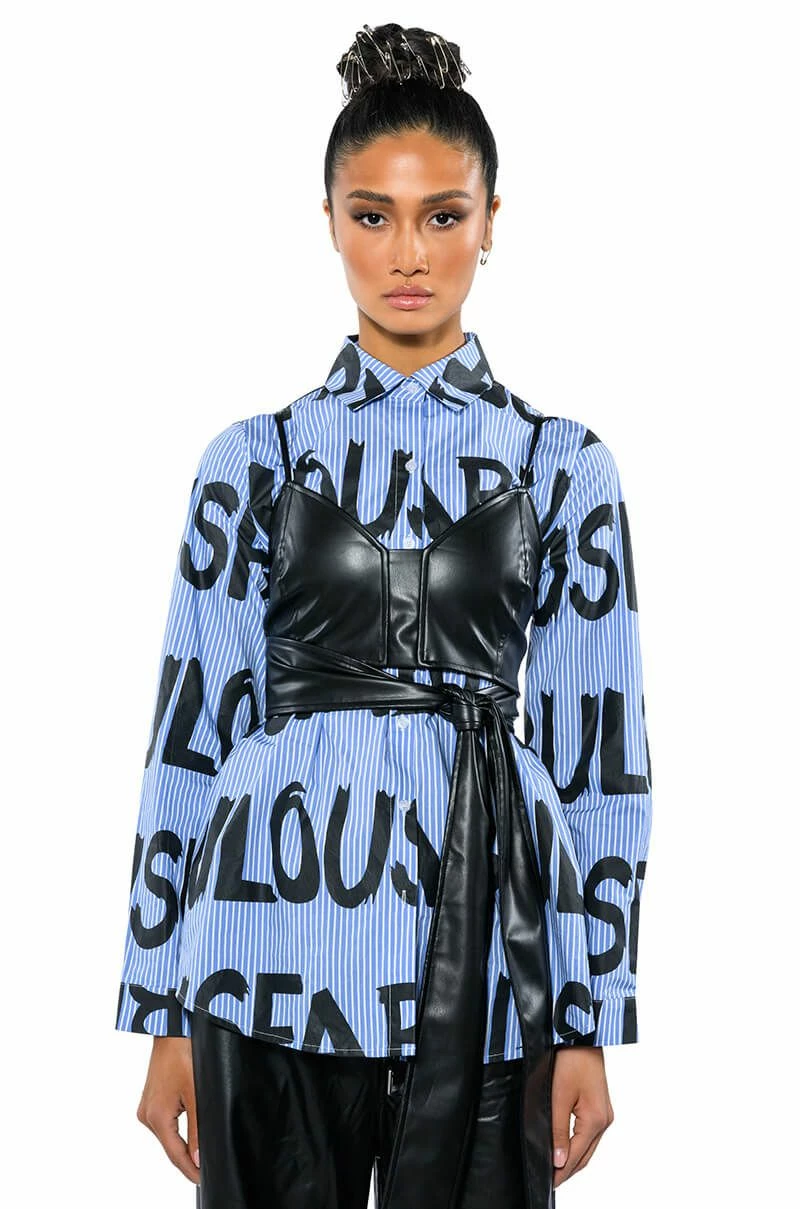 EFFORTLESSLY FAB BRA DETAIL LAYERED BUTTON DOWN BLOUSE 5 EFFORTLESSLY FAB BRA DETAIL LAYERED BUTTON DOWN BLOUSE - Image 5