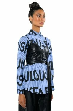EFFORTLESSLY FAB BRA DETAIL LAYERED BUTTON DOWN BLOUSE 15 EFFORTLESSLY FAB BRA DETAIL LAYERED BUTTON DOWN BLOUSE -AKIRA store effortlessly fab bra detail layered button down blouse blue multi 6 6
