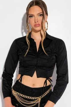 ELENA RUCHED PUFF SLEEVE BLOUSE