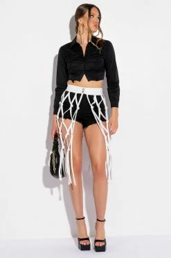 ELENA RUCHED PUFF SLEEVE BLOUSE -AKIRA store elena ruched puff sleeve blouse black 4 4