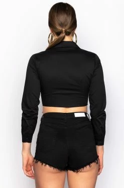 ELENA RUCHED PUFF SLEEVE BLOUSE -AKIRA store elena ruched puff sleeve blouse black 7 7