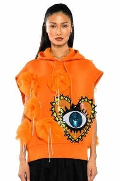 EUPHORIC EMBELLISHED SLEEVELESS SWEATSHIRT