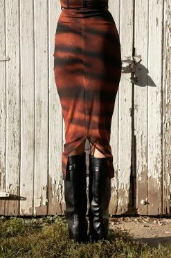 EYE OF THE TIGER MESH MIDI SKIRT -AKIRA store eye of the tiger mesh midi skirt multi 5 5