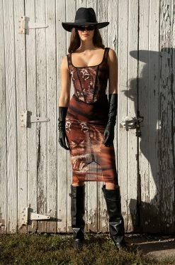 EYE OF THE TIGER MESH MIDI SKIRT -AKIRA store eye of the tiger mesh midi skirt multi 7 7