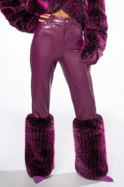 GIULIA 3D FAUX LEATHER FUR PANTS