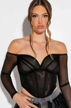 GOOD 4 U LONG SLEEVE MESH BUSTIER