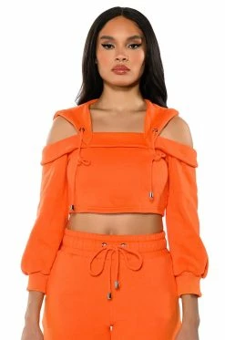 GUILTY BY ASSOCIATION CROPPED OFF THE SHOULDER SWEATSHIRT