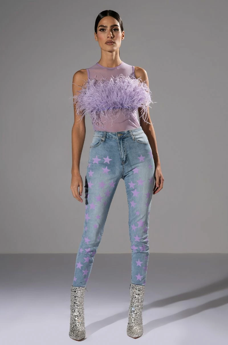 HAPPILY EVER AFTER SLEEVELESS FEATHER TOP IN LIGHT PURPLE - Image 2