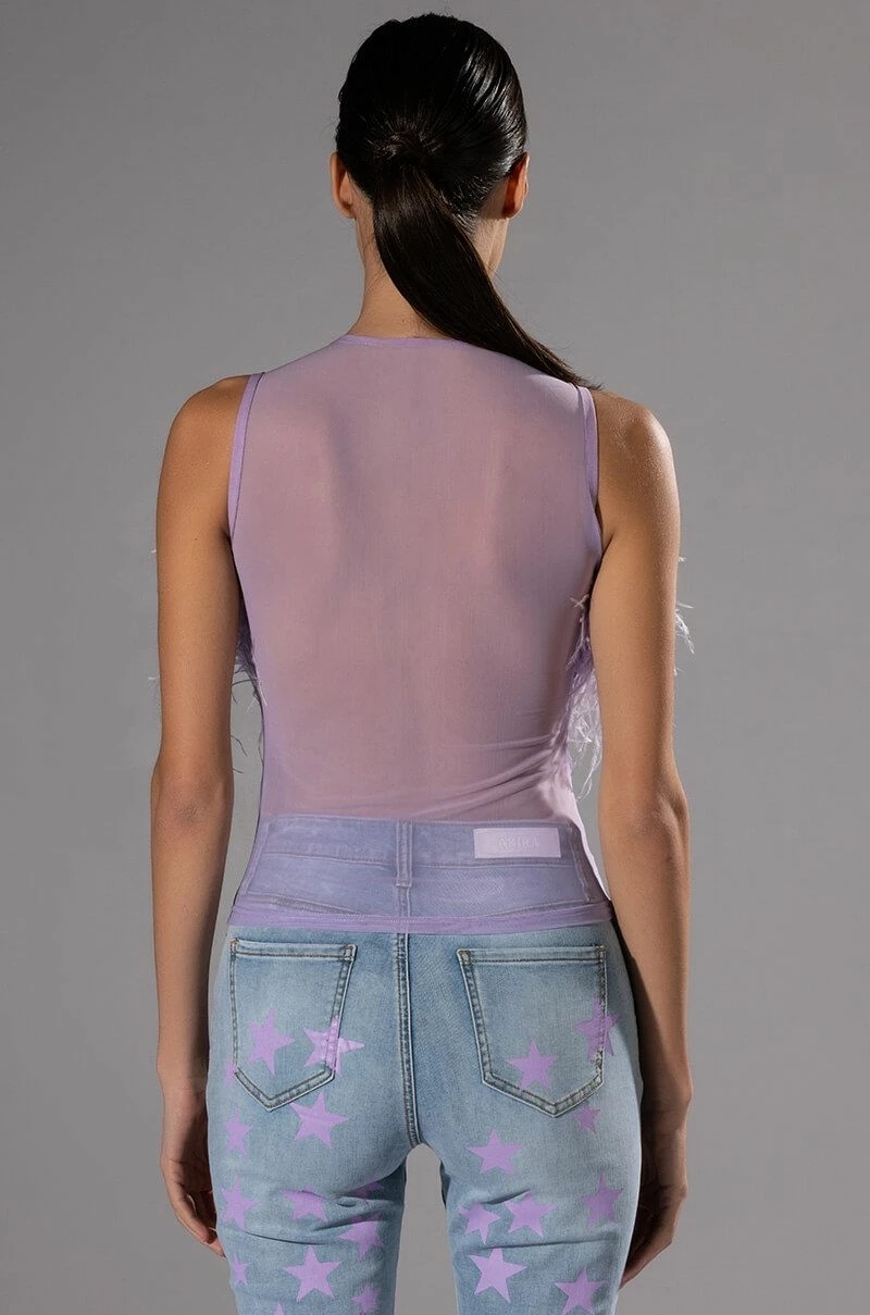 HAPPILY EVER AFTER SLEEVELESS FEATHER TOP IN LIGHT PURPLE - Image 5