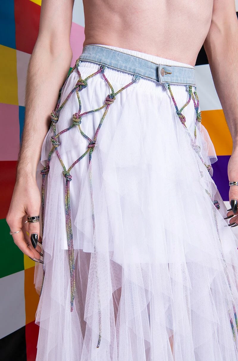 I AM ME CLYDE RAINBOW RHINESTONE CORD DENIM BELT - Image 2