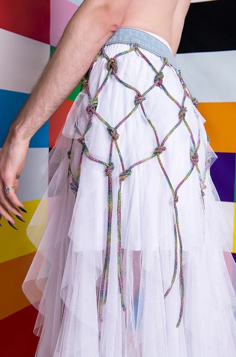 I AM ME CLYDE RAINBOW RHINESTONE CORD DENIM BELT - Image 3