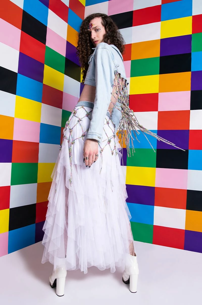 I AM ME CLYDE RAINBOW RHINESTONE CORD DENIM BELT - Image 4