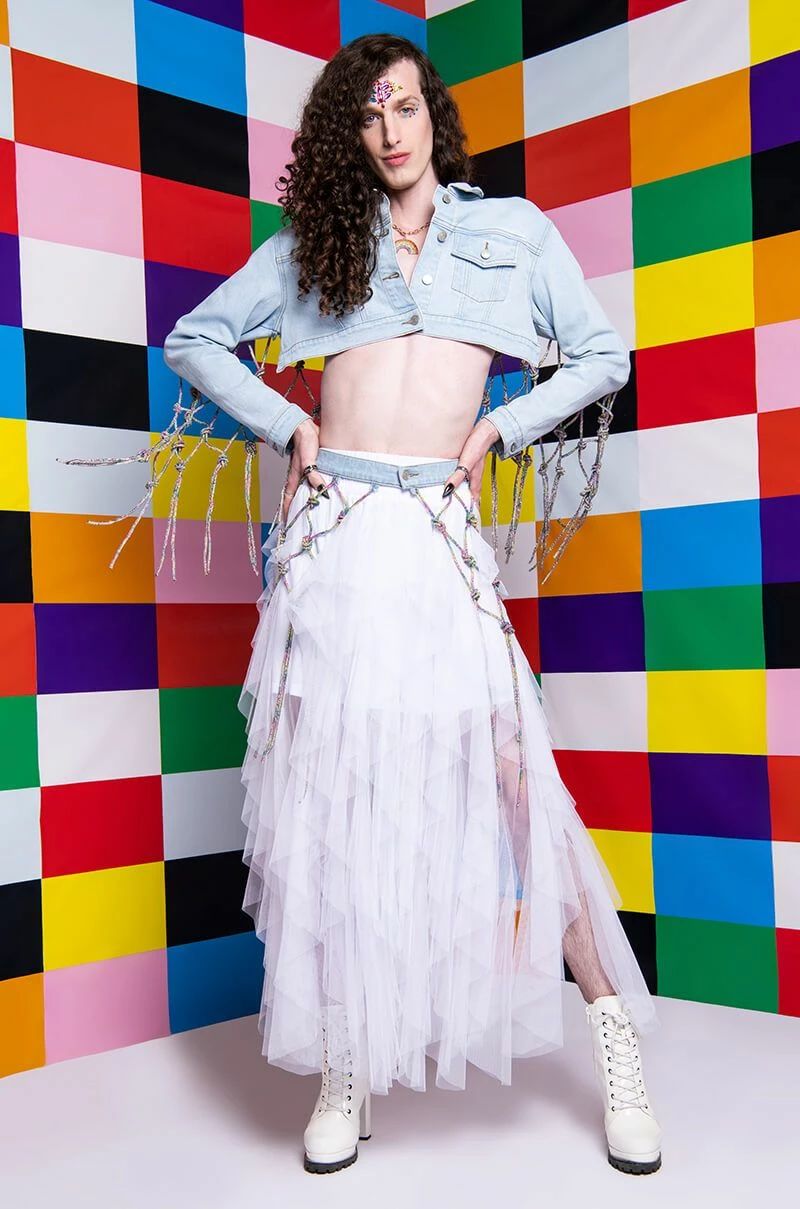 I AM ME CLYDE RAINBOW RHINESTONE CORD DENIM BELT - Image 5