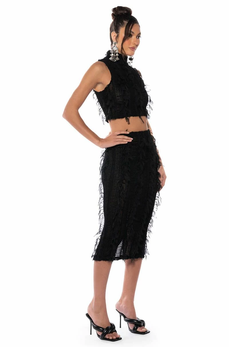 ITS A WRAP MACRAME MESH BODYCON MIDI SKIRT - Image 4