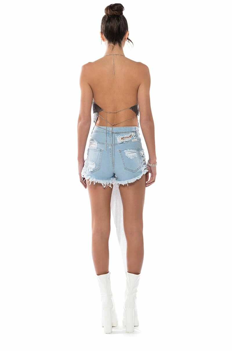 JUST ONE LOOK ASYMMETRICAL HIGH SHINE CHAINMAIL TOP - Image 5