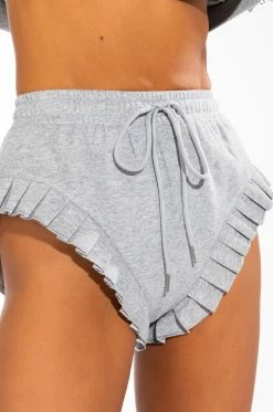 LAZY DAYZ RUFFLE DETAIL BOOTY SHORT -AKIRA store lazy dayz ruffle detail booty short heather grey 8 8