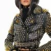 LUCIFER GOLD SPIKE STUD MOTO JACKET