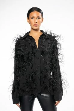 MASTERPIECE BUTTON DOWN TOP -AKIRA store masterpiece button down top black 3 3
