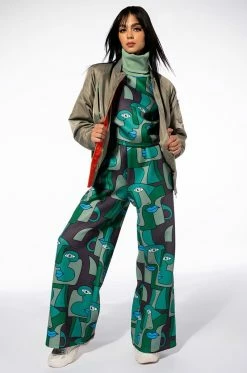 MEDUSA WIDE LEG SCUBA SWEATPANTS 10 MEDUSA WIDE LEG SCUBA SWEATPANTS -AKIRA store medusa wide leg scuba sweatpants green multi 3 3