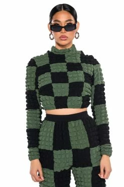 MET YOU IN SAN FRANCISCO COLORBLOCK PUFF CROP TOP