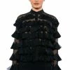 MISS EVERYTHING MESH RUFFLE BUTTON DOWN TOP
