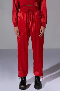 NEVER BORING SATIN DRAWSTRING JOGGER