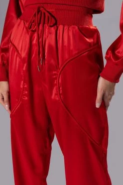 NEVER BORING SATIN DRAWSTRING JOGGER -AKIRA store never boring satin drawstring jogger rust 7 7