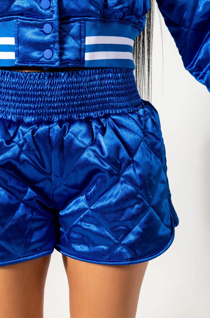 NO CAP QUILTED SATIN DOLPHIN SHORTS