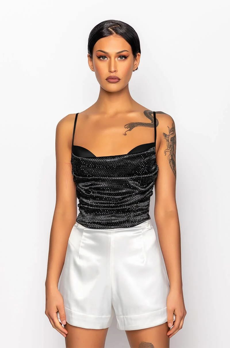 NOVA GIRL RHINESTONE COWL NECK TANK 3 NOVA GIRL RHINESTONE COWL NECK TANK - Image 3
