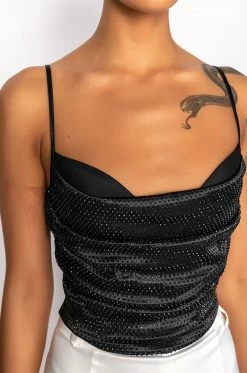 NOVA GIRL RHINESTONE COWL NECK TANK 12 NOVA GIRL RHINESTONE COWL NECK TANK -AKIRA store nova girl rhinestone cowl neck tank black 6 6