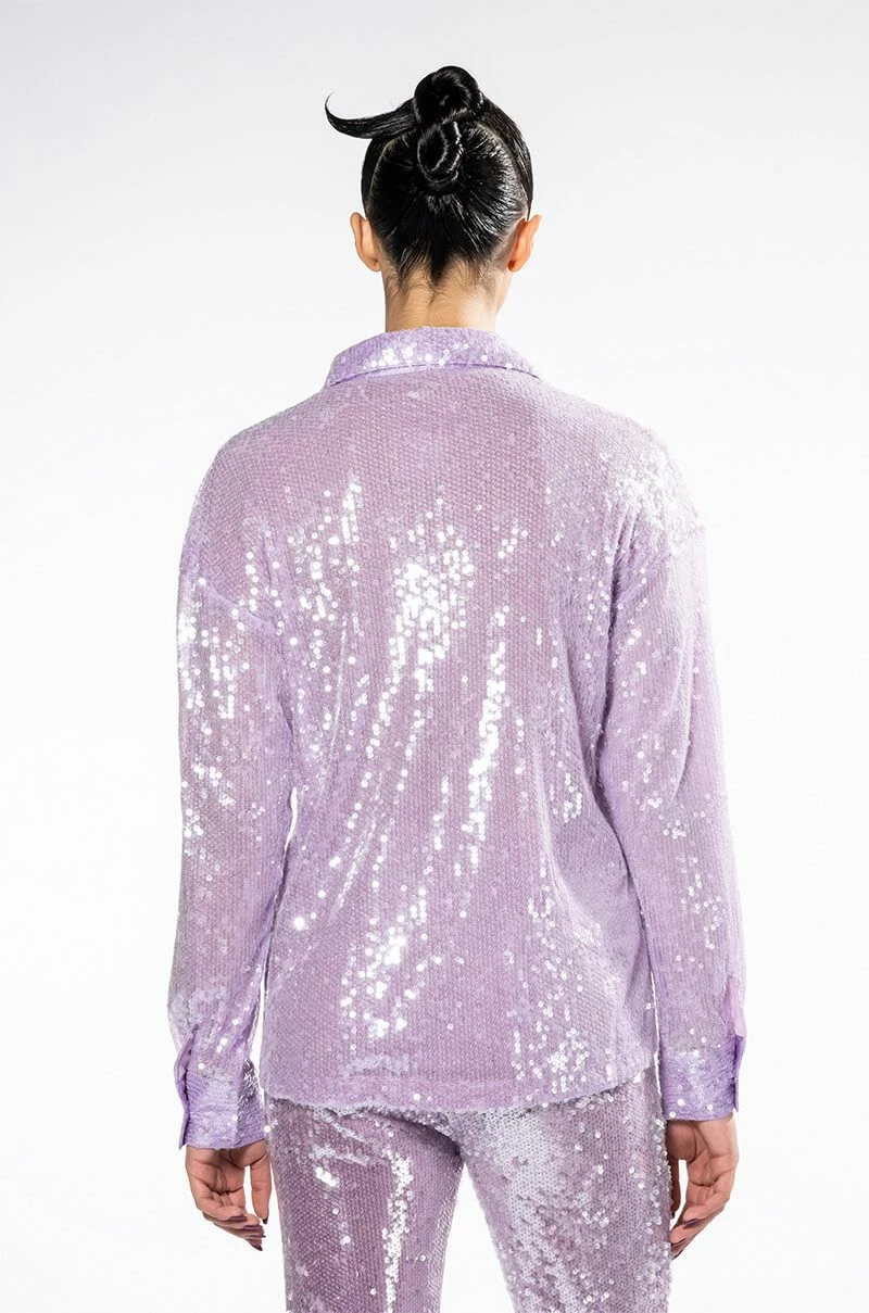 OH YOU FANCY SEQUIN BUTTON DOWN BLOUSE - Image 2